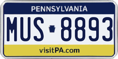 PA license plate MUS8893