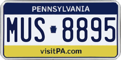PA license plate MUS8895