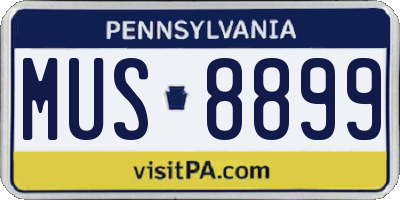 PA license plate MUS8899