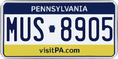 PA license plate MUS8905