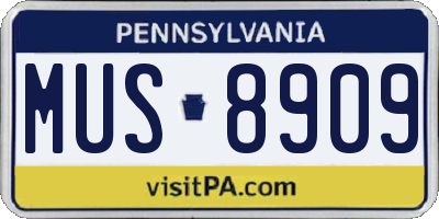 PA license plate MUS8909