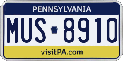 PA license plate MUS8910