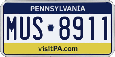 PA license plate MUS8911