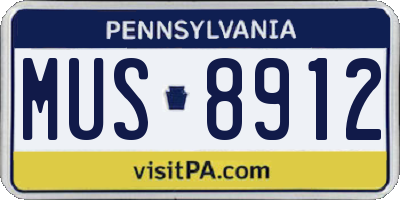 PA license plate MUS8912