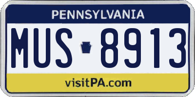 PA license plate MUS8913