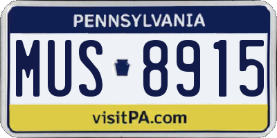 PA license plate MUS8915