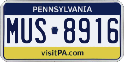 PA license plate MUS8916