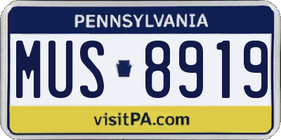 PA license plate MUS8919