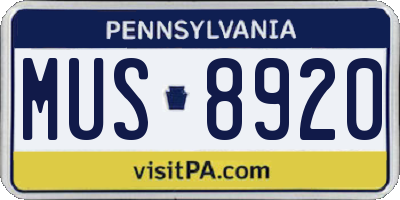 PA license plate MUS8920