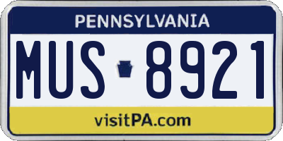 PA license plate MUS8921