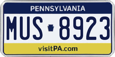 PA license plate MUS8923