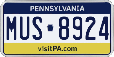 PA license plate MUS8924