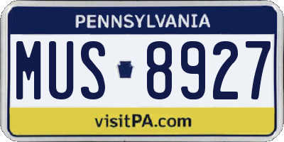 PA license plate MUS8927
