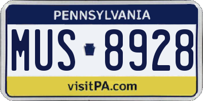 PA license plate MUS8928