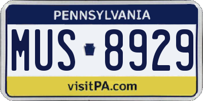 PA license plate MUS8929