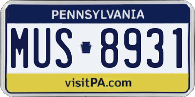 PA license plate MUS8931