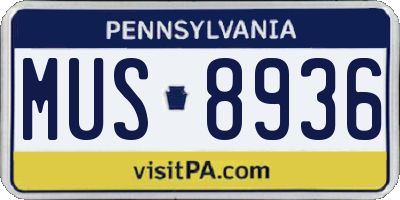 PA license plate MUS8936