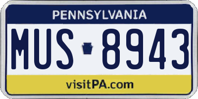 PA license plate MUS8943