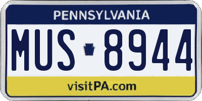 PA license plate MUS8944
