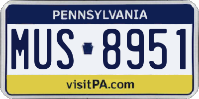 PA license plate MUS8951