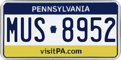 PA license plate MUS8952