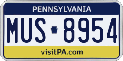 PA license plate MUS8954