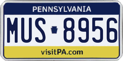 PA license plate MUS8956