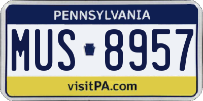 PA license plate MUS8957