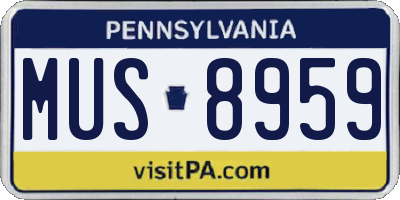PA license plate MUS8959