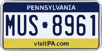 PA license plate MUS8961