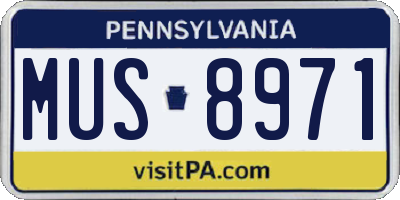 PA license plate MUS8971