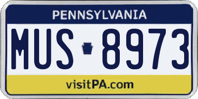 PA license plate MUS8973