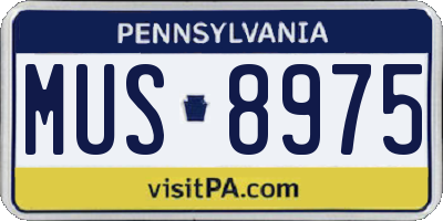 PA license plate MUS8975