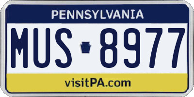 PA license plate MUS8977
