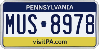 PA license plate MUS8978