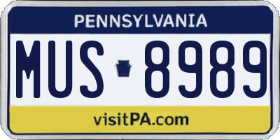 PA license plate MUS8989