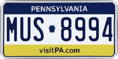 PA license plate MUS8994