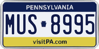 PA license plate MUS8995