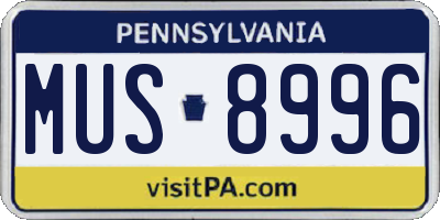 PA license plate MUS8996