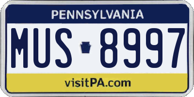 PA license plate MUS8997
