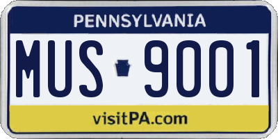 PA license plate MUS9001