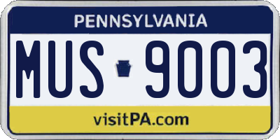 PA license plate MUS9003