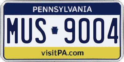 PA license plate MUS9004