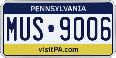 PA license plate MUS9006