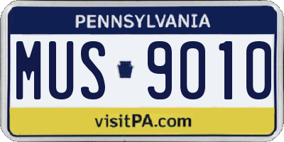 PA license plate MUS9010