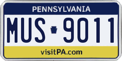 PA license plate MUS9011