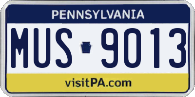 PA license plate MUS9013