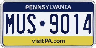 PA license plate MUS9014