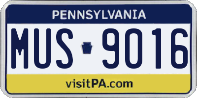 PA license plate MUS9016