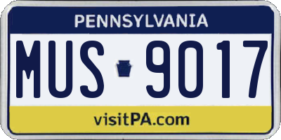 PA license plate MUS9017